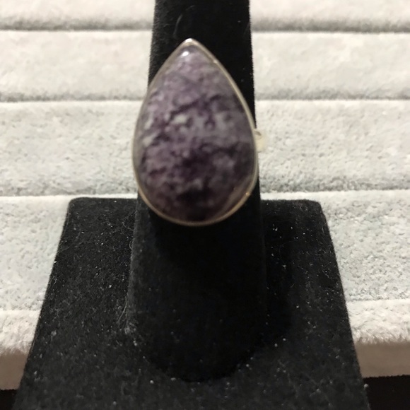 New Sterling Silver Purple Kammererite Teardrop Ring Size 8 Gemstone Kammerite - Picture 12 of 16